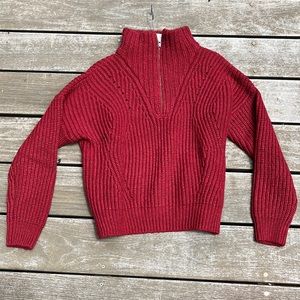 Red pullover sweater with zipper!